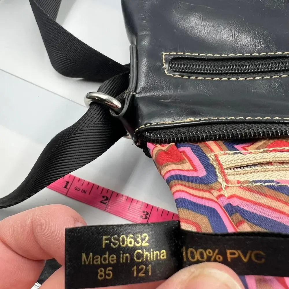 Franco‎ Sarto Classic Black Crossbody Purse Messenger Zippered Handbag Medium